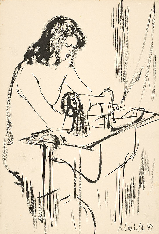 Vincent Hložník – Žena pri šijacom stroji 