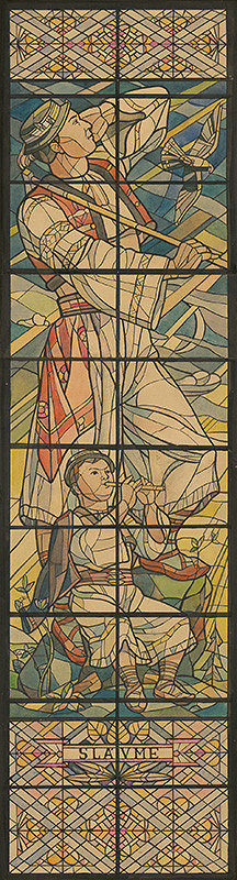 Oto Opršal, Vojtech Stašík, Ivan Šimko – Druhá časť návrhu na vitráž Slovenské národné povstanie a oslobodenie