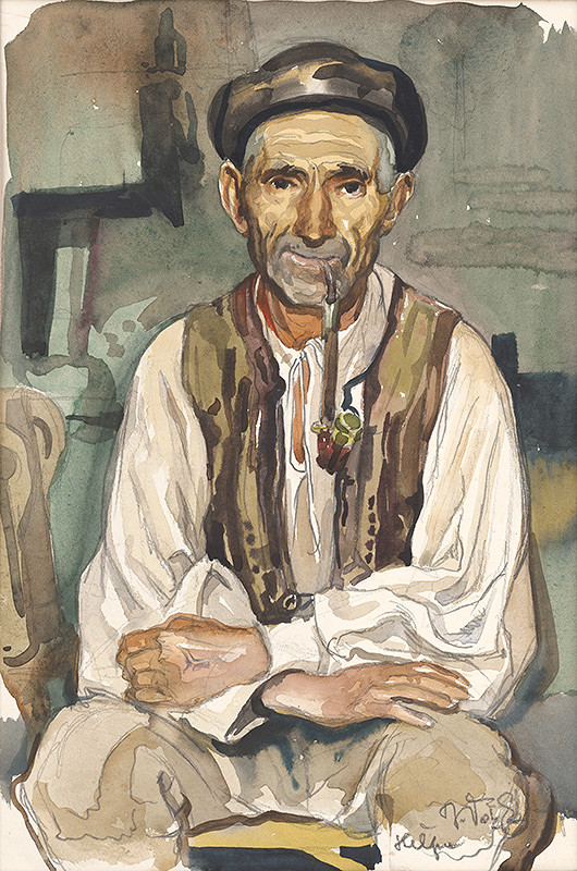 Jaroslav Vodrážka – Heľpa - Starec s fajkou 