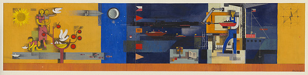 Oto Opršal – Návrh na nástennú maľbu pre ZK Lodenice Komárno 