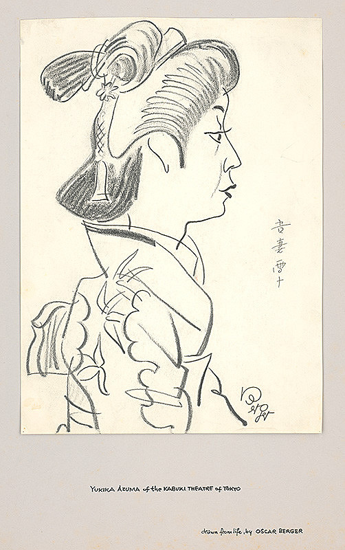 Oskar Berger – Yukika Azuma - karikatúra herečky tokijského divadla Kabuki