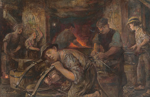 Maximilián Kurth – Štúdia k obrazu Kováčska dielňa I. 