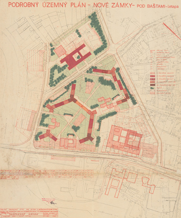 Michal Maximilián Scheer – Podrobný územný plán mesta Nové Zámky - Pod Baštami. 1. etapa. M 1:1000. 