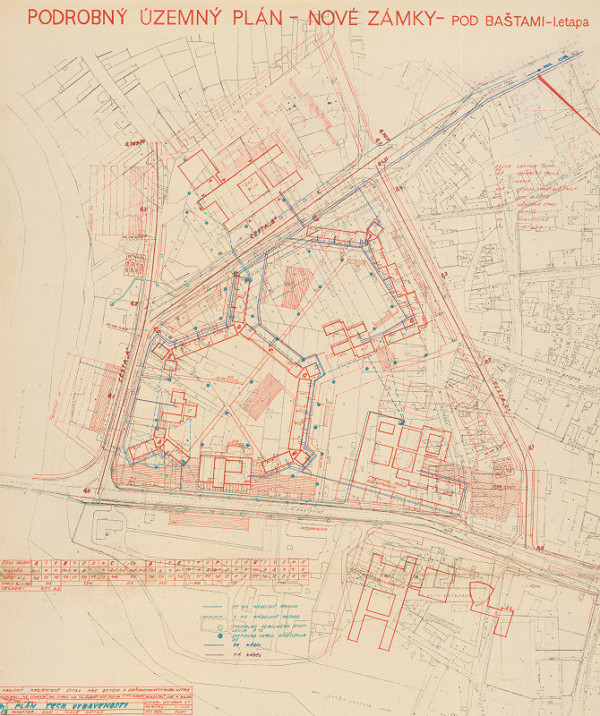 Michal Maximilián Scheer – Podrobný územný plán mesta Nové Zámky - Pod Baštami. 1. etapa. Plán technickej vybavenosti. M 1:1000. 