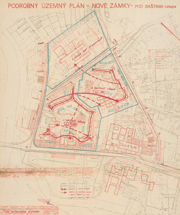 Michal Maximilián Scheer – Podrobný územný plán mesta Nové Zámky - Pod Baštami. 1. etapa. Plán organizácie výstavby. M 1:1000. 
