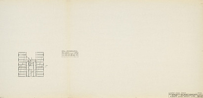 Michal Maximilián Scheer – Obvodné centrum v Nitre - Chrenová 1. Objekt reštaurácie a hotela. Obchodný dom Jednota. Kladačský výkres strechy. Výpis prefabrikátov. M 1:200. 