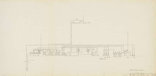 Michal Maximilián Scheer – Obvodné centrum v Nitre - Chrenová 1. Schéma výmeníkovej stanice č. 1. Ústredné kúrenie. M 1:50. 