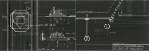 Rastislav Janák, Vojtech Vilhan – Interiér predajne Supraphon v Bratislave. Osvetľovacia plastika nad prehrávacím pultom. Pôdorys, priečny a pozdĺžny rez, detail. 
