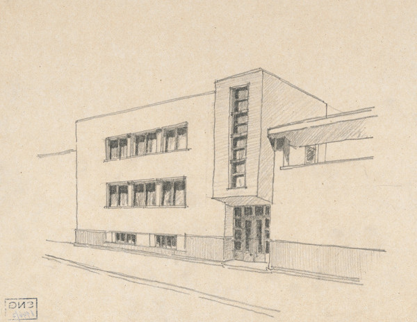 Oskár Winkler – Dom Elemíra Winkléra v Lučenci. Perspektívny pohľad.   