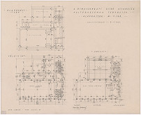 Oskár Winkler – Kultúrny dom židovskej náboženskej obce v Rimavskej Sobote. Pôdorys suterénu, prízemia a I. poschodia. M 1:100. 