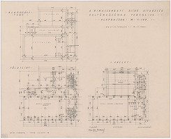 Oskár Winkler – Kultúrny dom židovskej náboženskej obce v Rimavskej Sobote. Pôdorys suterénu, prízemia a I. poschodia. M 1:100. 