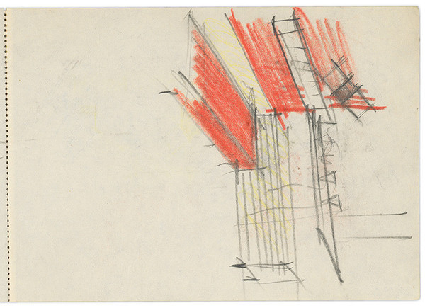 Vladimír Dedeček – Vysoká škola poľnohospodárska v Nitre. Skicár. Tridsiaty šiesty list. 