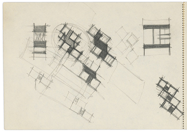 Vladimír Dedeček – Vysoká škola poľnohospodárska v Nitre. Skicár. Tridsiaty siedmy list. 
