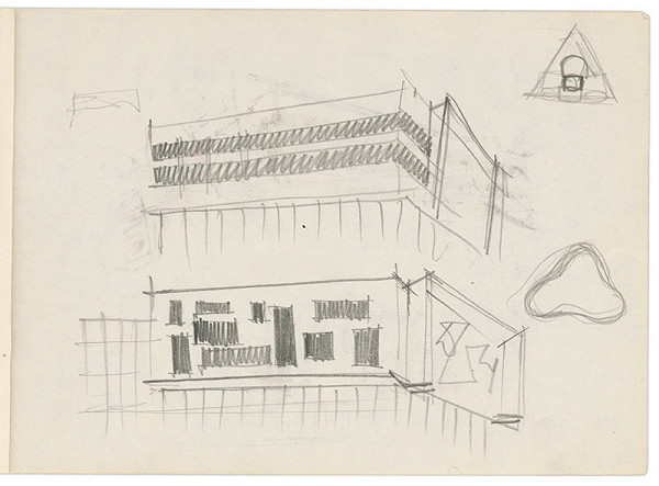 Vladimír Dedeček – Vysoká škola poľnohospodárska v Nitre. Skicár. Šestnásty list. 