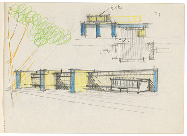 Vladimír Dedeček – Vysoká škola poľnohospodárska v Nitre. Skicár. Šiesty list. 