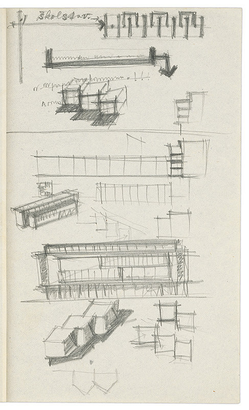 Vladimír Dedeček – Vysoká škola poľnohospodárska v Nitre. Skicár. Štrnásty list. 