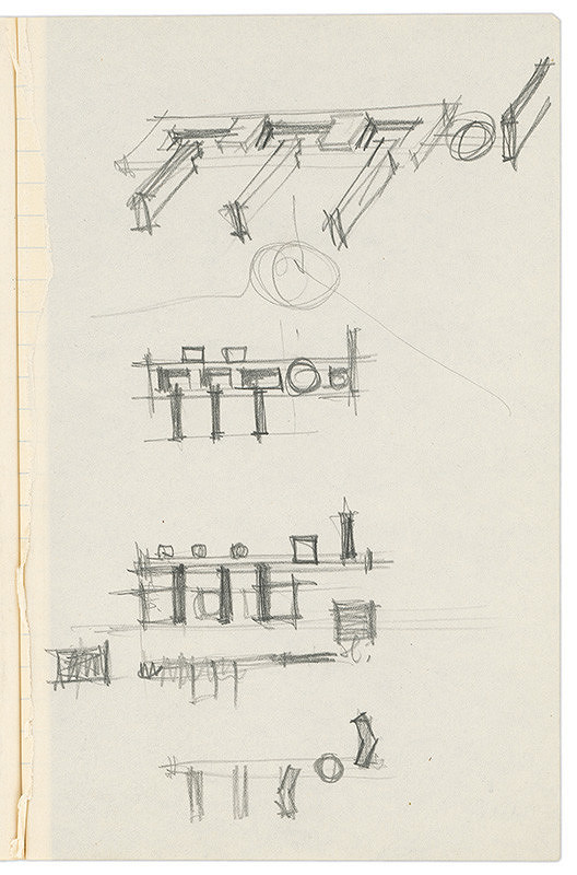Vladimír Dedeček – Vysoká škola poľnohospodárska v Nitre. Skicár. Sedemnásty list. 