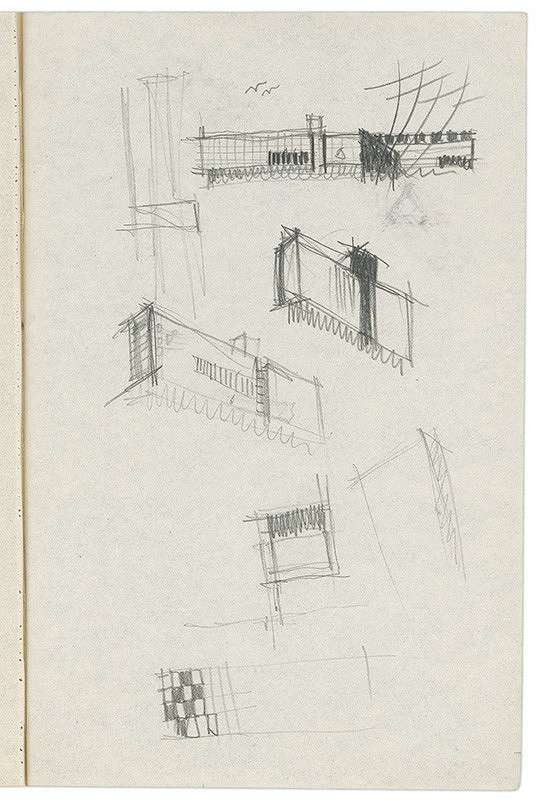 Vladimír Dedeček – Vysoká škola poľnohospodárska v Nitre. Skicár. Štyridsiaty štvrtý list. 