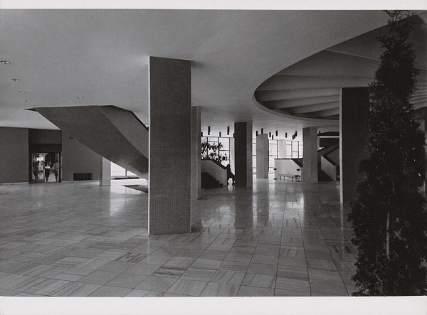 Vladimír Dedeček, M. Mihalovič – Vysoká škola poľnohospodárska v Nitre. Fotografia vstupnej haly na prízemí pavilónu PA-aula. 