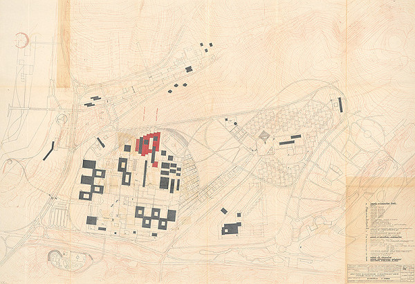 Vladimír Dedeček – Vysokoškolský areál v Mlynskej doline v Bratislave. Urbanistické riešenie. Situácia. M 1:2000. 