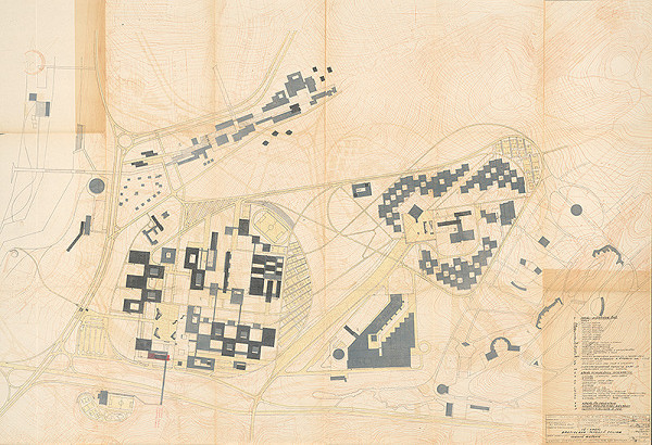 Vladimír Dedeček – Vysokoškolský areál v Mlynskej doline v Bratislave. Úvodný projekt. Územné riešenie. M 1:2000. 
