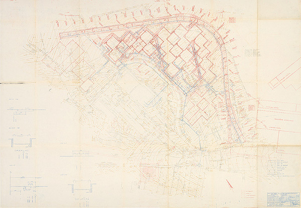 Vladimír Dedeček – Vysokoškolský areál v Mlynskej doline v Bratislave. Druhá stavba internátov. Vykonávací projekt. Koordinačný výkres. M 1:500.  