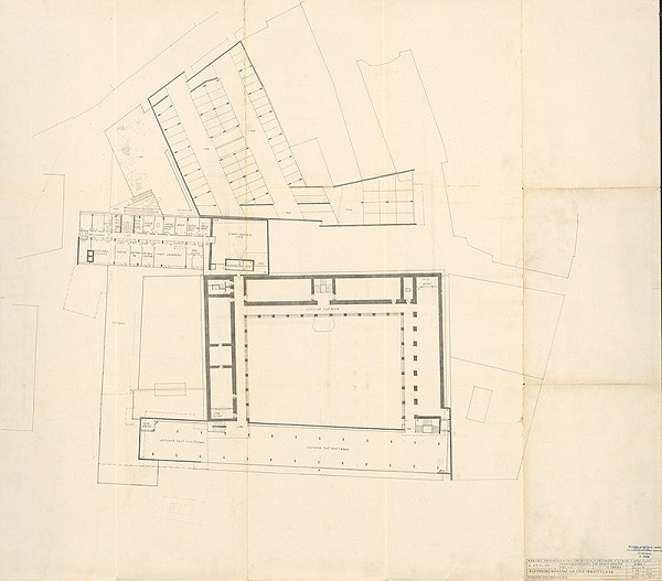 Vladimír Dedeček – Novostavba a prestavba Slovenskej národnej galérie v Bratislave. Úvodný projekt. Pôdorys 2. poschodia. M 1:200.  