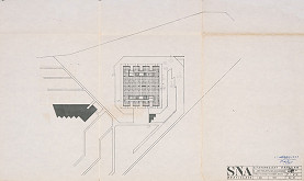 Vladimír Dedeček – Slovenský národný archív v Bratislave. Investičná štúdia k projektovej úlohe. Pôdorys P + 2-8, M 1:500. 
