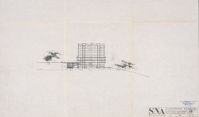 Vladimír Dedeček – Slovenský národný archív v Bratislave. Investičná štúdia k projektovej úlohe. Rez. M 1:500. 