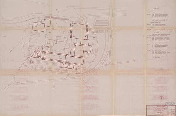Vladimír Dedeček – Viacúčelové výstavné zariadenie v Bratislave – Petržalke. Viacúčelová športová hala. Investičný zámer – štúdia, 2. variant. Situácia. M 1:1000. 