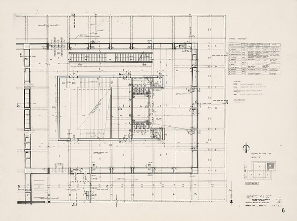 Vladimír Dedeček – Viacúčelové výstavné zariadenie v Bratislave – Petržalke. Výstavný pavilón B3 – objekt č. 4. Pôdorys +-0,0. M 1:50 (pôv.) 