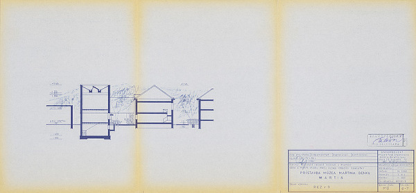 Vladimír Dedeček – Prístavba múzea Martina Benku v Martine. Obnova pamiatky. Projektová úloha. Rez 3. M 1:200. 