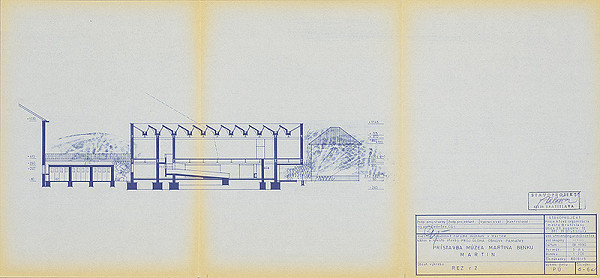 Vladimír Dedeček – Prístavba múzea Martina Benku v Martine. Obnova pamiatky. Projektová úloha. Rez 2. M 1:200. 