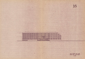 Tibor Gebauer – Administratívna budova Najvyššieho súdu v Bratislave. Štúdia. Západný pohľad. M 1:500. 