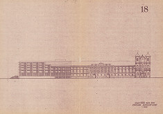 Tibor Gebauer – Administratívna budova Najvyššieho súdu v Bratislave. Štúdia. Juhozápadný pohľad. M 1:500. 
