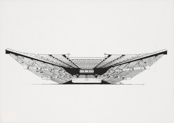 Vladimír Dedeček – Viacúčelová športová hala v Košiciach. Perspektíva interiéru. 