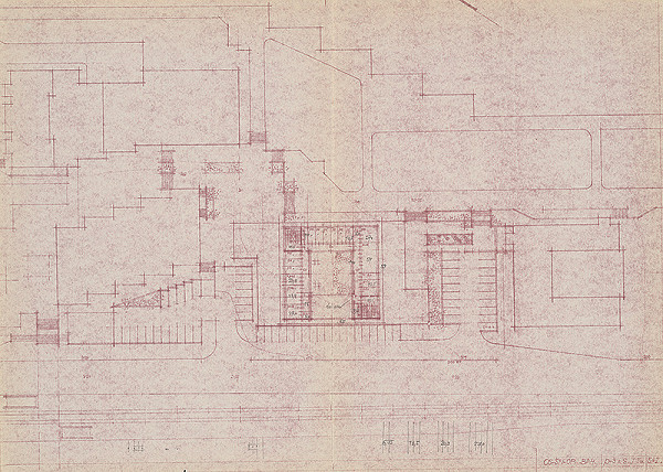 Vladimír Dedeček – Obvodný súd v Bratislave – Dúbravke (Záluhy). Pôdorys p +3. M 1:500. 