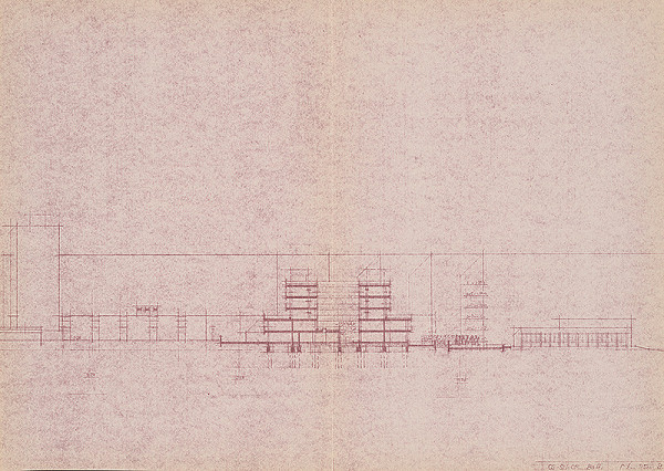 Vladimír Dedeček – Obvodný súd v Bratislave – Dúbravke (Záluhy). Pôdorys p +7. M 1:500. 