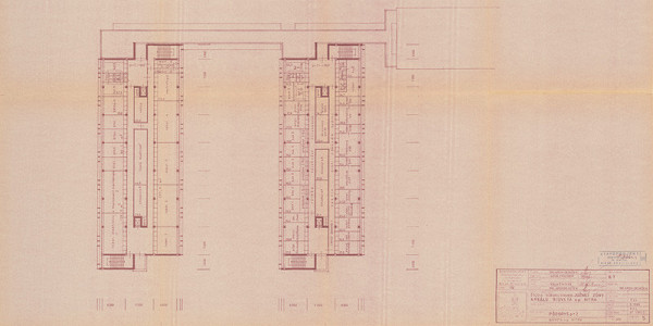 Vladimír Dedeček – Areál Bioveta v Nitre. Štúdia súboru stavieb južnej zóny areálu. Pôdorys p+2. M 1:200. 