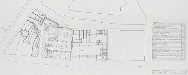 Vladimír Dedeček – Obchodné centrum Dunaj v Bratislave – súťažný návrh. Pôdorys prízemia. M 1:200. 