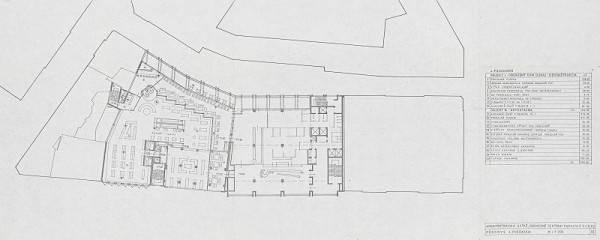 Vladimír Dedeček – Obchodné centrum Dunaj v Bratislave – súťažný návrh. Pôdorys 4. poschodia. M 1:200. 