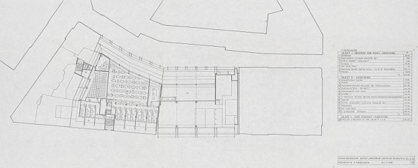 Vladimír Dedeček – Obchodné centrum Dunaj v Bratislave – súťažný návrh. Pôdorys 7. poschodia. M 1:200. 