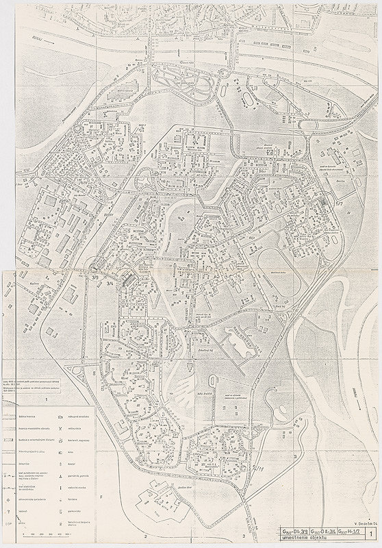Vladimír Dedeček – Hromadné garáže v Bratislave – Petržalke – Dvory II. Štúdia. Umiestnenie objektu. M nezn. 