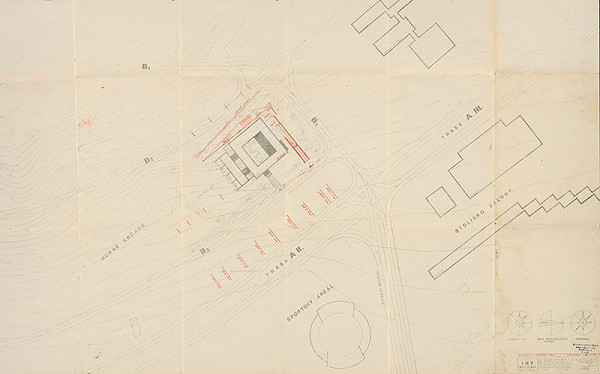 Vladimír Dedeček – SPR inštitút pre národné výbory v Bratislave – Horných Krčacoch. Situácia. M 1:500. 