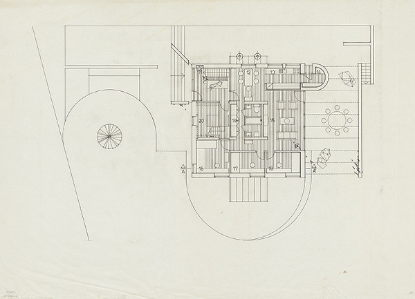 Ivan Matušík – Rodinný dom Ivana Matušíka v Bratislave. Pôdorys poschodia. M nezn. 