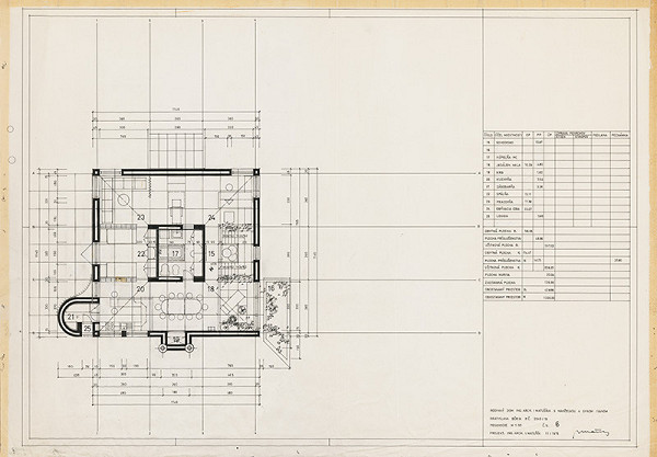 Ivan Matušík – Rodinný dom Ivana Matušíka v Bratislave. Pôdorys prízemia. M 1:50. 