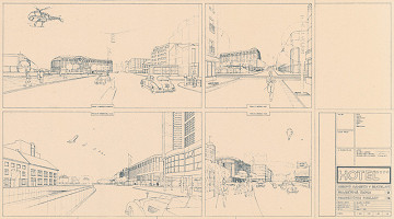 Ivan Matušík – Hotel na Mierovom námestí v Bratislave. Projektová úloha. Perspektívne pohľady. 