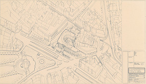 Ivan Matušík – Hotel na Mierovom námestí v Bratislave. Projektová úloha. Axonometria. M 1:500. 