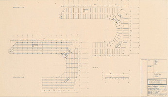 Ivan Matušík – Hotel na Mierovom námestí v Bratislave. Projektová úloha. Konštrukčná schéma 4. a 5. podlažia. M 1:200. 