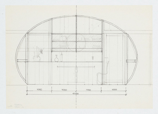 Ivan Matušík – Rodinný dom Xénie a Martina Lettrichovcov na Rybárskej ceste 23 v Senci. Štúdia. Priečny rez. M nezn.   